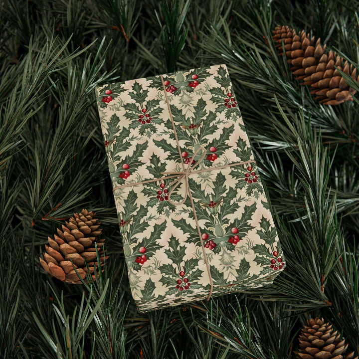 Wrapping Paper - Victorian Holly Elegance