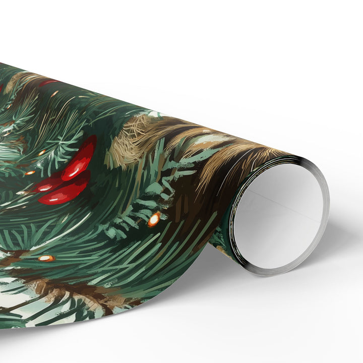 Christmas Cat Gift Wrapping Paper - Festive Holiday Wrap with Curious Cat in Christmas Tree - Cute Pet Themed Gift Wrap for Cat Lovers