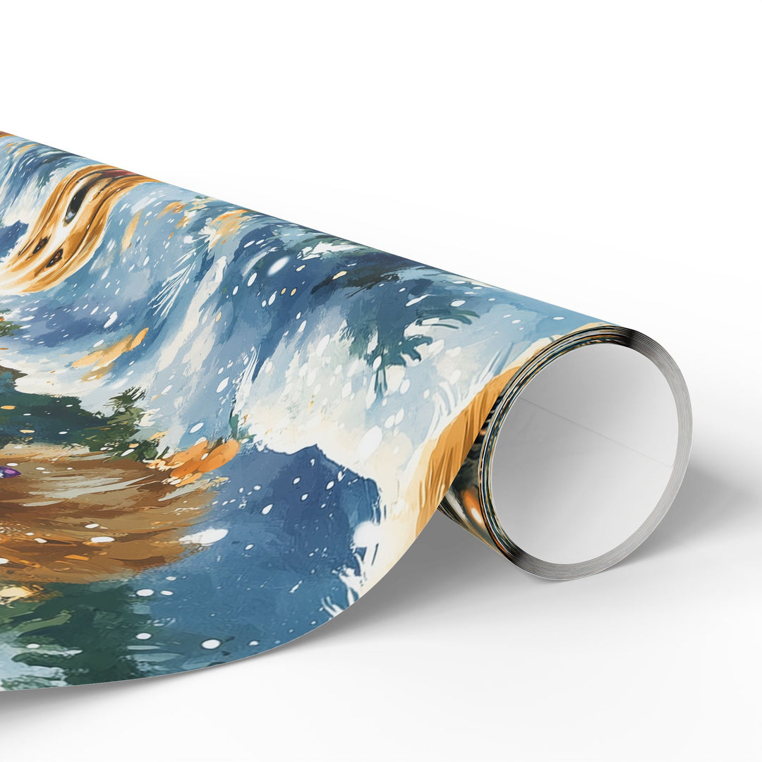 Christmas Dog Gift Wrapping Paper Festive Holiday Wrap with Golden Retrievers, Shelties, and Dachshunds in Snowy Scene Pet Lovers Gift Wrap