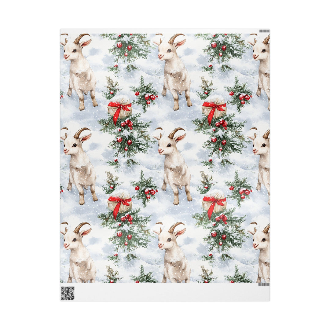 Adorable Goat Christmas Gift Wrap | Rustic Winter Farm Animal Wrapping Paper | Snowy Holiday Gift Wrap for Country Farmhouse Christmas