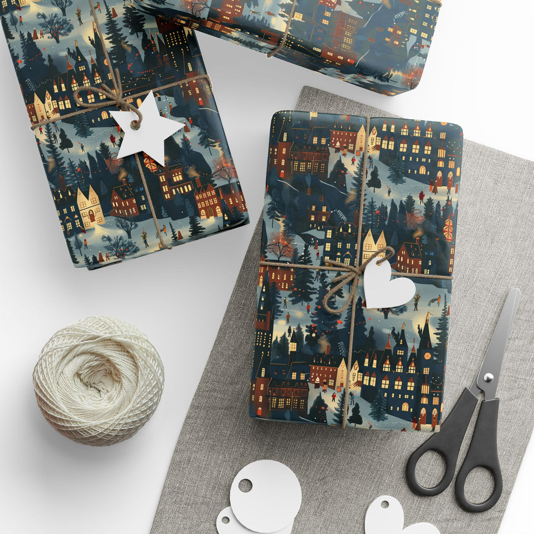 Wrapping Paper -  Festive Village Twilight