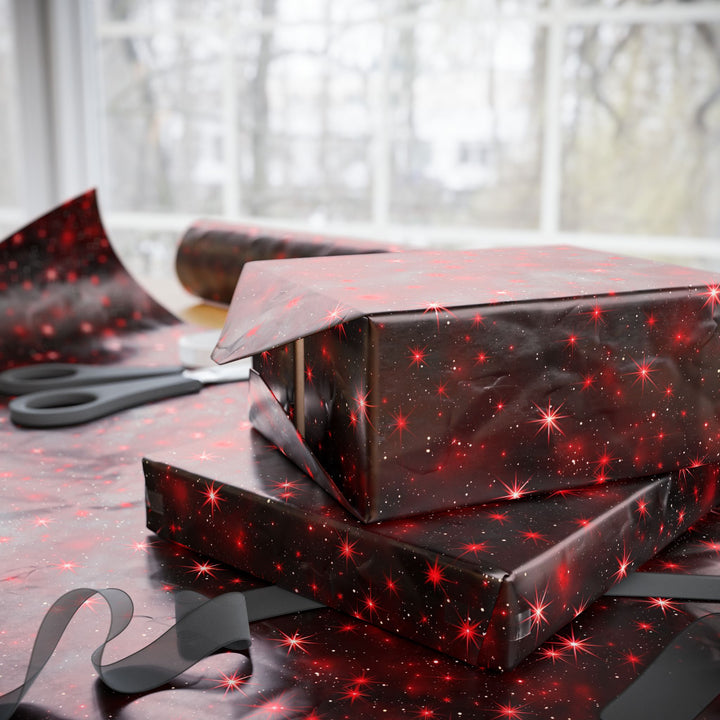 Wrapping Paper - Cosmic Crimson Sparkle