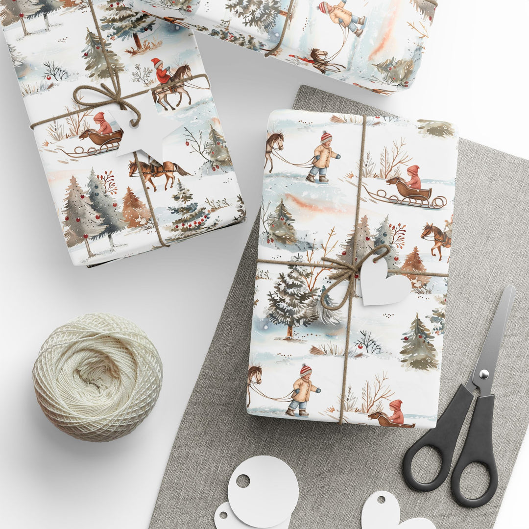 Wrapping Paper - Winter Wonderland Horse & Sleigh