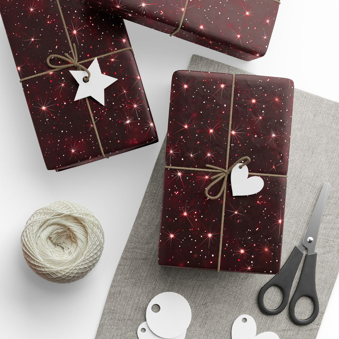 Wrapping Paper - Twilight Red Starburst