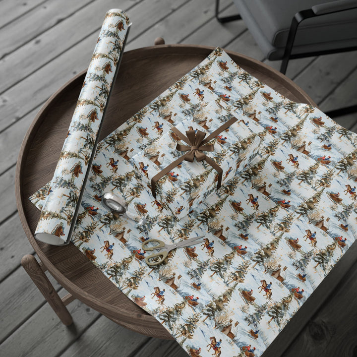 Wrapping Paper - Snowy Sleigh Ride Winter Wonderland