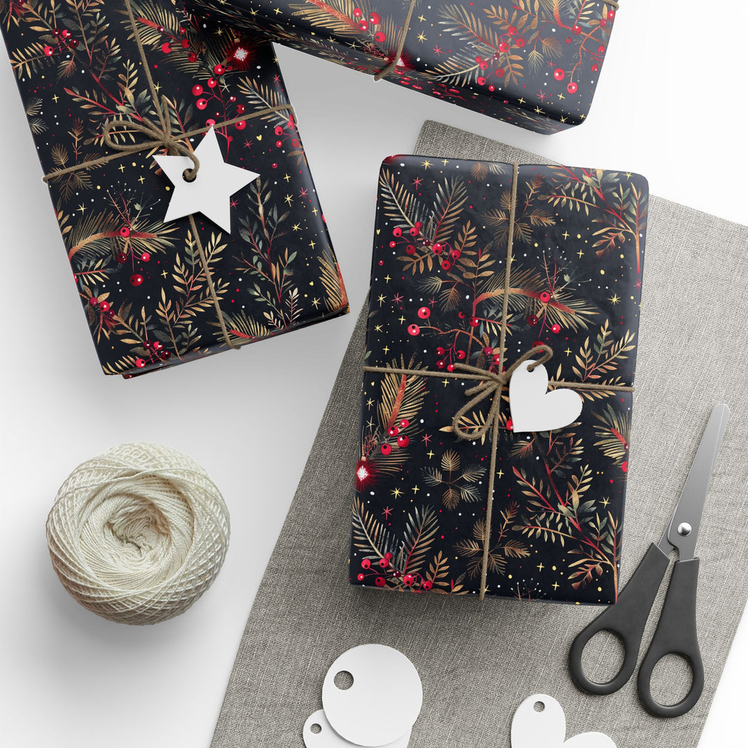 Wrapping Paper - Elegant Evergreen & Berries Holiday