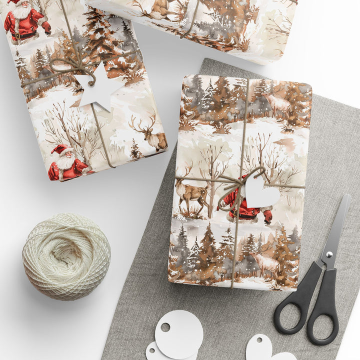 Wrapping Paper - Winter's Eve with Santa and Reindeer