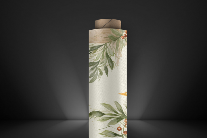 Elegant Candle and Foliage Fabric – Perfect for Quilting, Home Decor, Crafts – Organic, Recycled & Premium Fabric Options Available