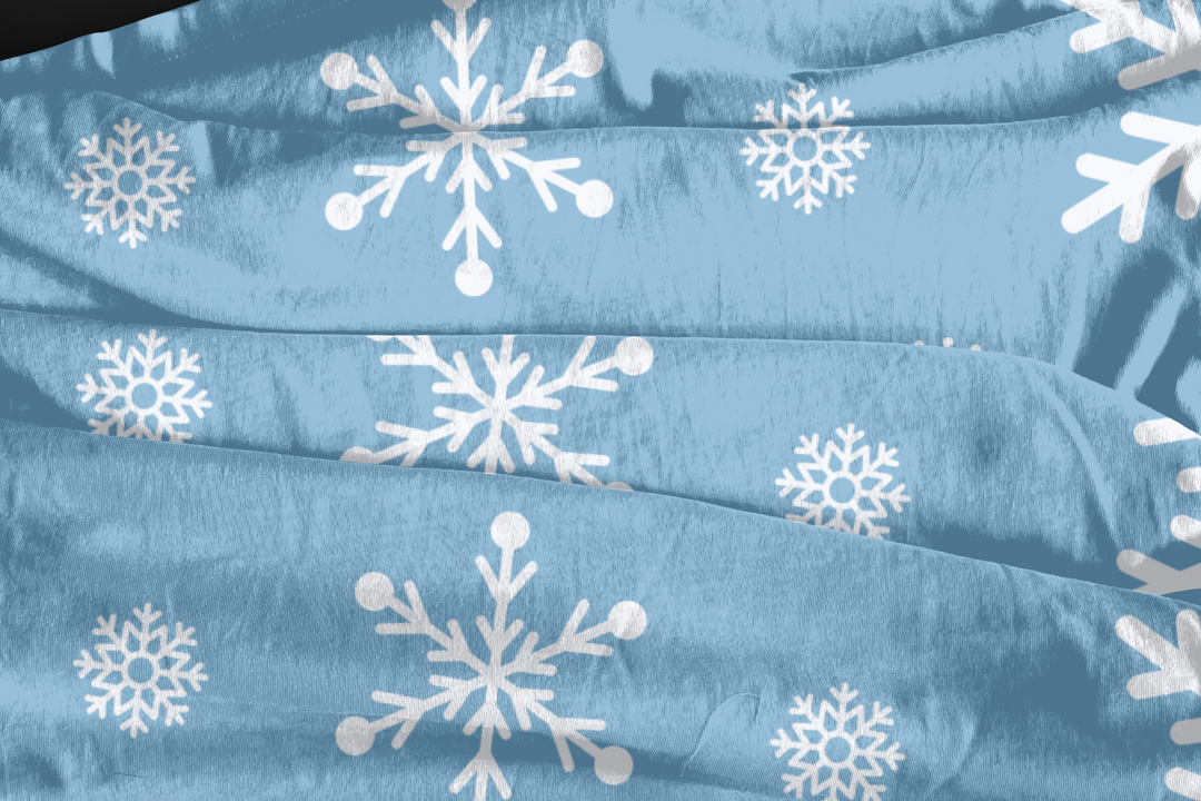 Winter Snowflake Fabric in Cool Blue – Perfect for Holiday Decor, Crafts, and Quilting – Available in Organic and Recycled Fabric Options