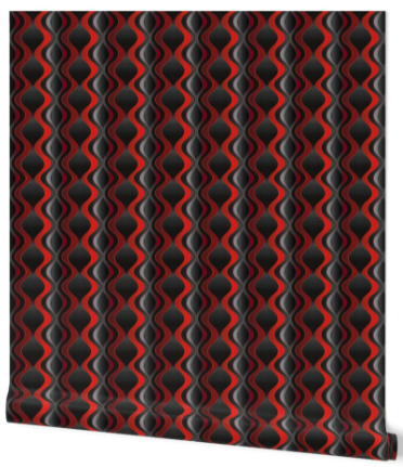 Bold Red and Black 3D Wave Wallpaper – Modern Geometric Wall Art in Peel & Stick, Pre-Pasted, Non-Pasted, Grasscloth, Gold/Silver Metallic