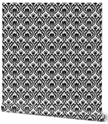 Classic Black and White Damask Wallpaper – Elegant Vintage Pattern in Peel & Stick, Pre-Pasted, Non-Pasted, Grasscloth, Gold/Silver Metallic