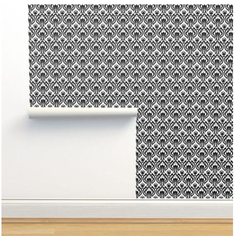 Classic Black and White Damask Wallpaper – Elegant Vintage Pattern in Peel & Stick, Pre-Pasted, Non-Pasted, Grasscloth, Gold/Silver Metallic