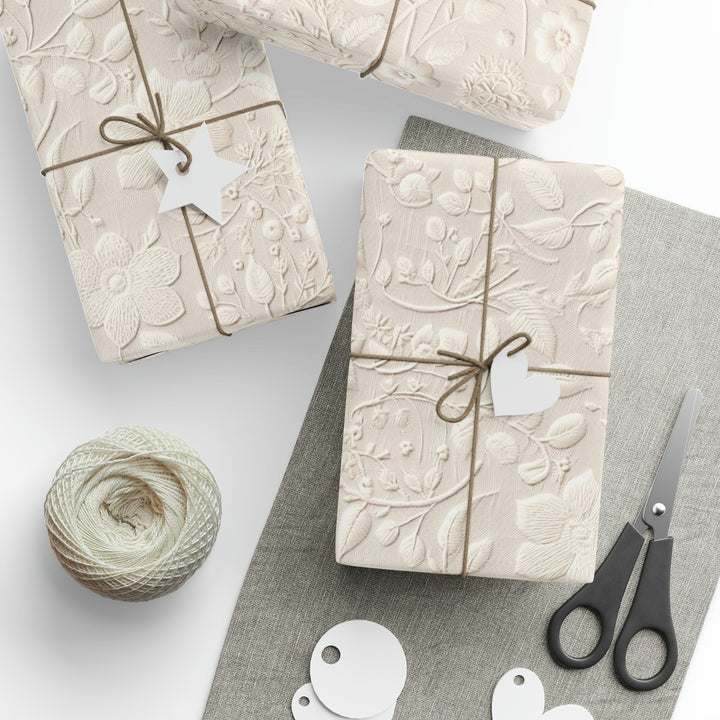 White Floral Gift Wrap - Wrapping Paper